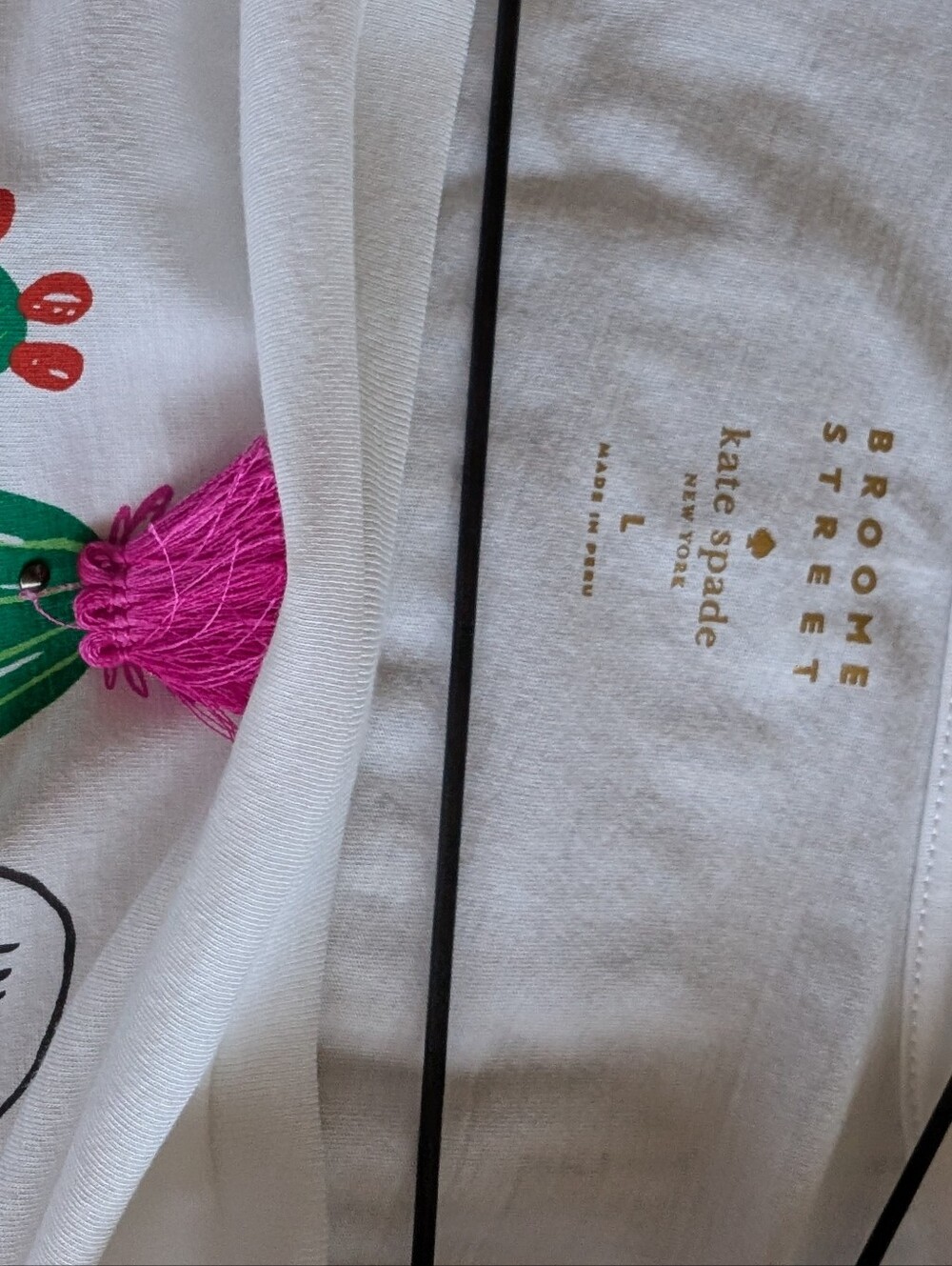 Kate Spade White Tee Shirt With Cactus Print Size Large - Picture 2 of 5